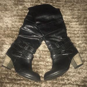 Black just below knee boots